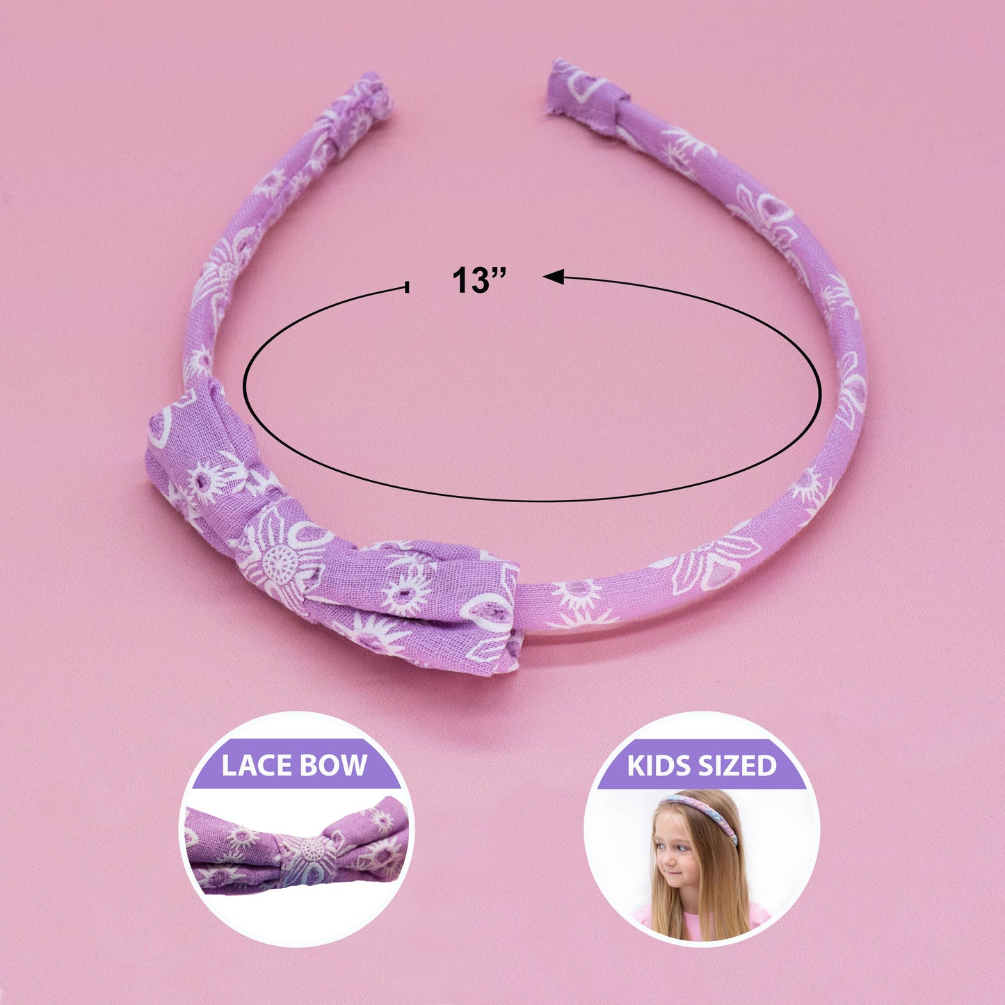 Frog Sac - Thin Eyelet Lace Bow Headbands - 4 Pack