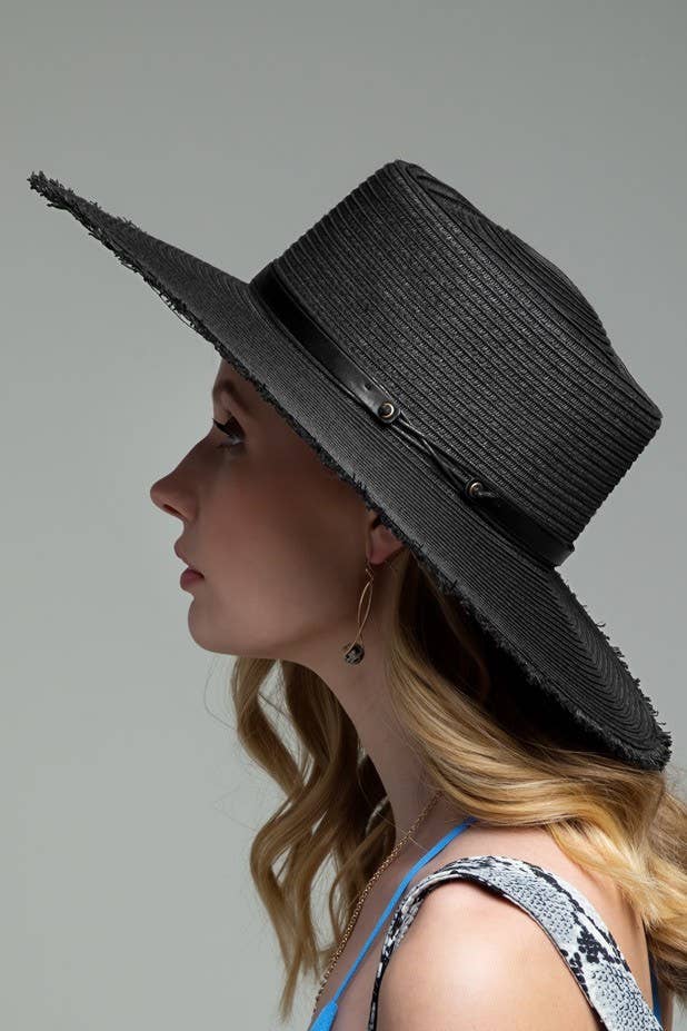 Urbanista Outlet - Wide Brim Frayed Straw Sun Hat