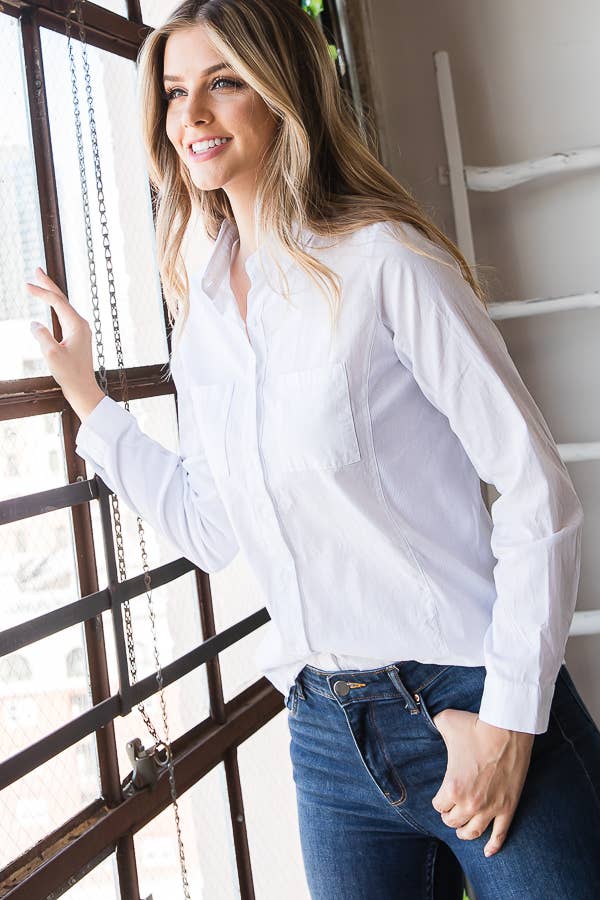 LONGSLEEVE COLLAR SHIRT FRONT BUTTON CLOSURE