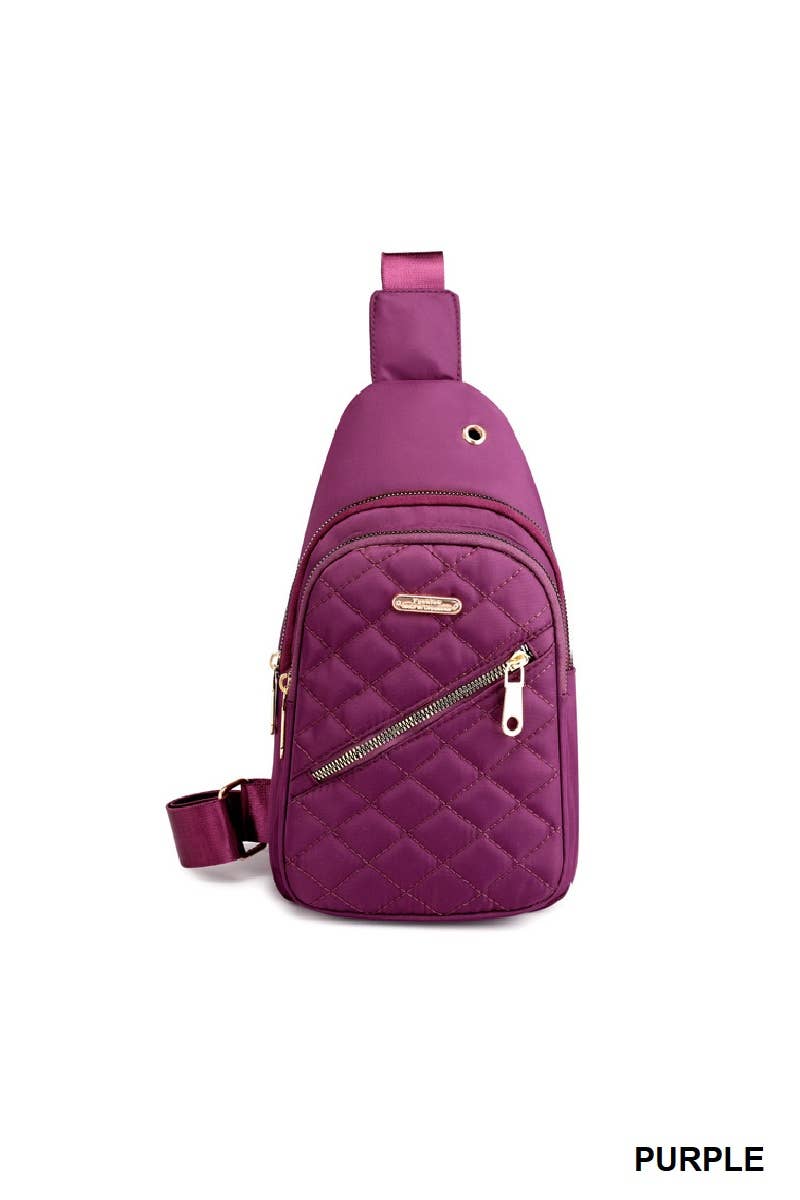 42POPS - `.Quilted Multi Pocket Crossbody Sling Bag
