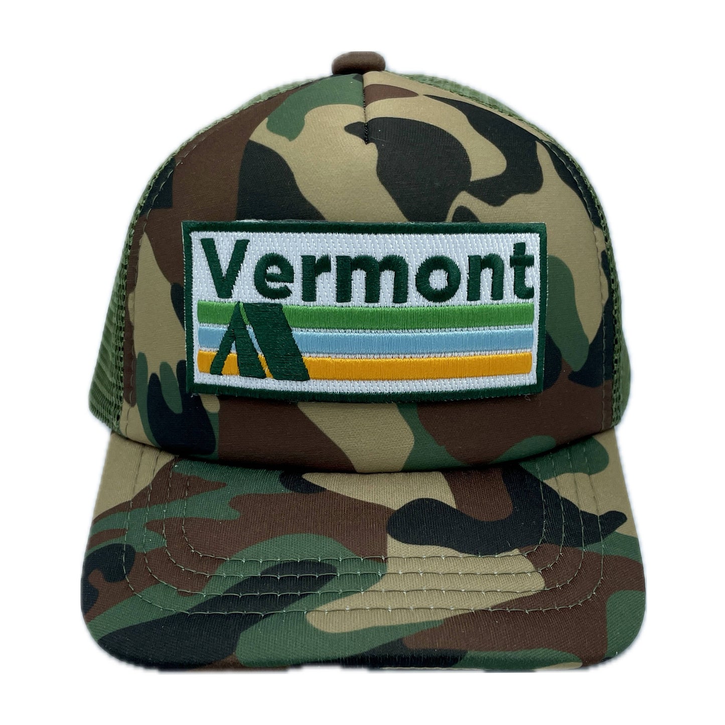 Hey Mountains - Baby Vermont Trucker Hat - Retro Camping
