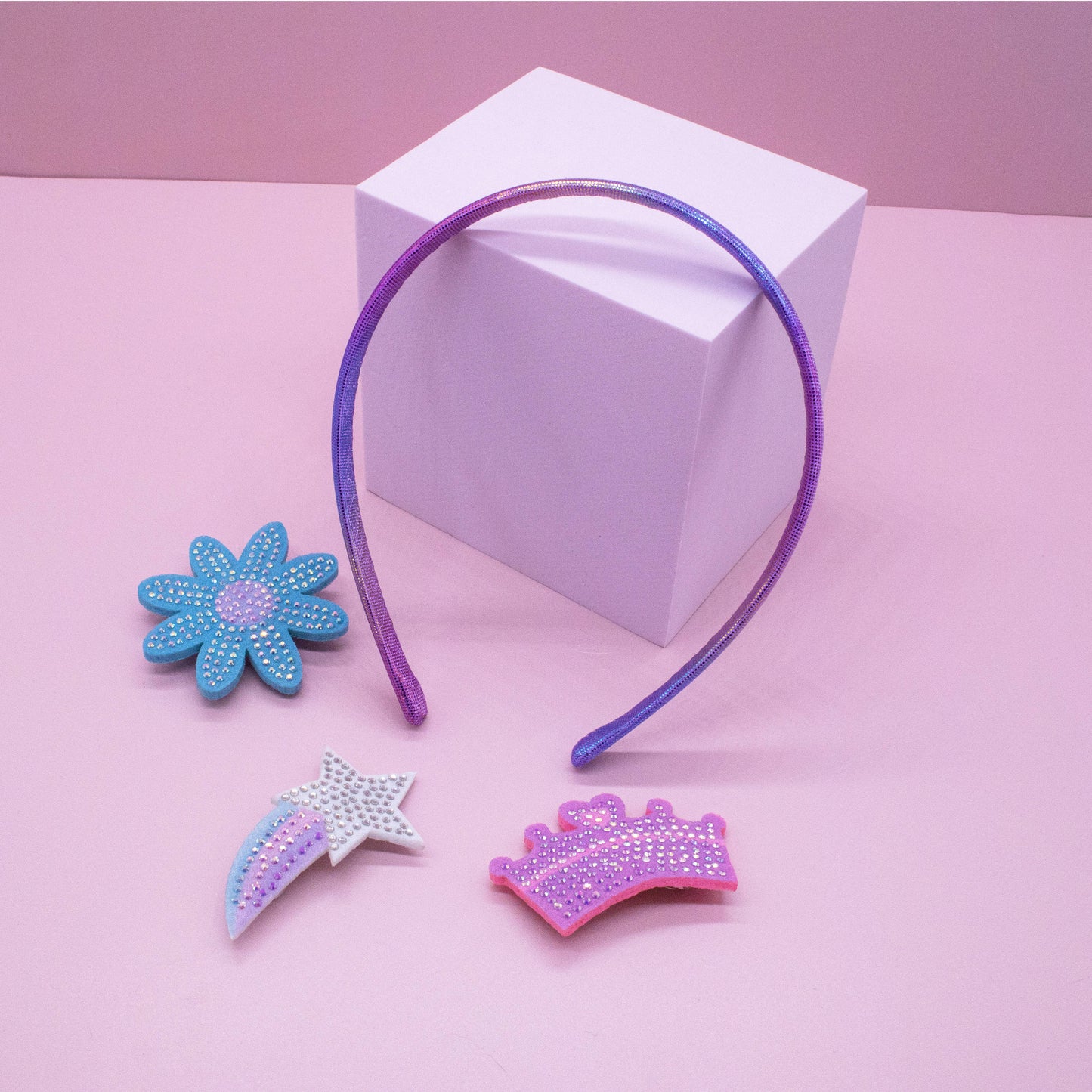 Frog Sac - Interchangeable Rhinestone Charm Headband and Hair Clips