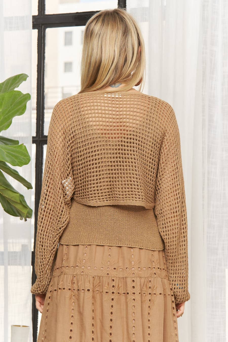 ADORA LA - CET4093-CROCHET BUTTON DOWN KNIT SWEATER TOP