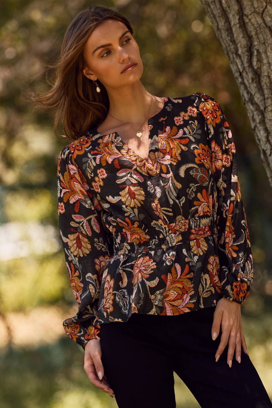 Oddi - Floral Printed Peplum Style Blouse