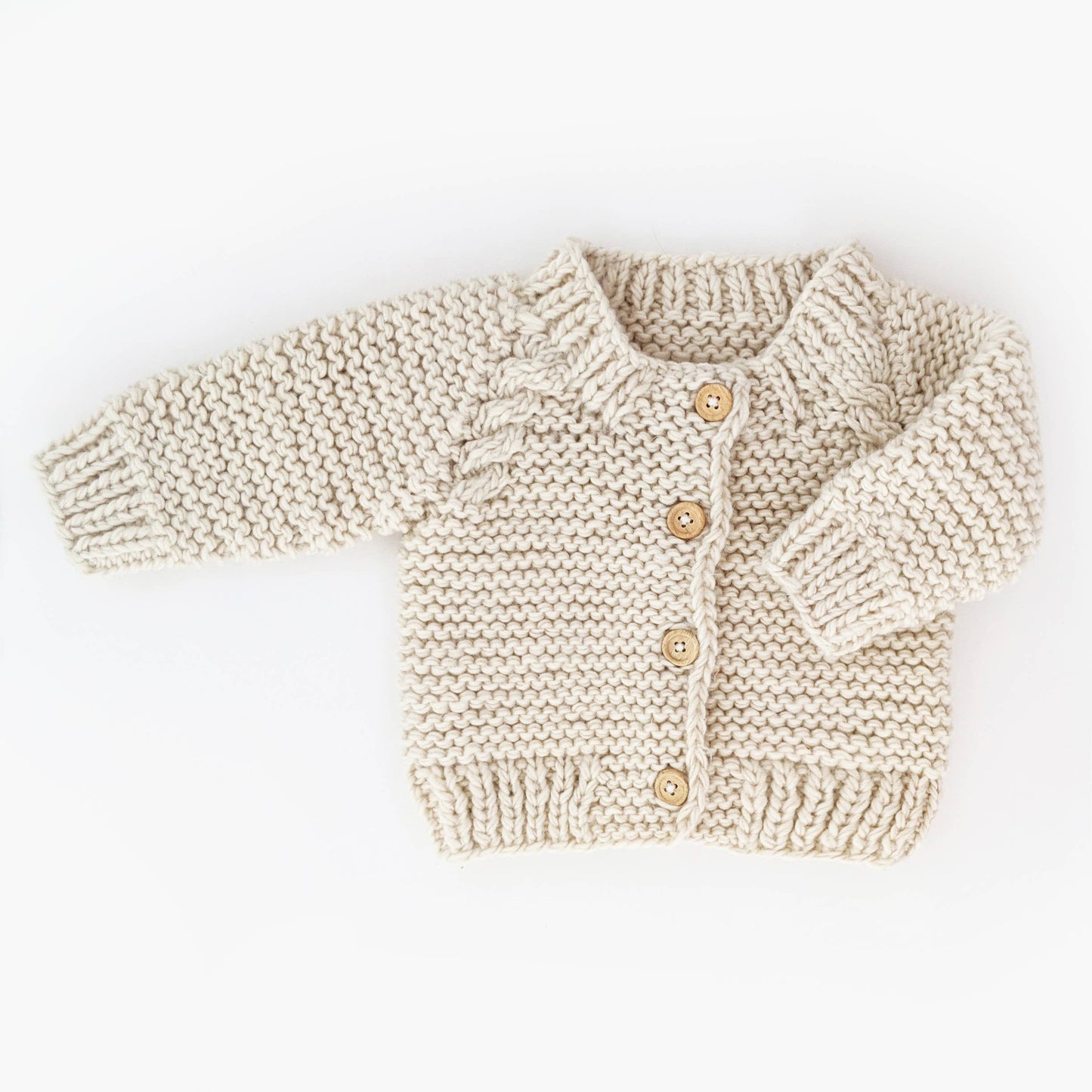 Huggalugs - Natural Garter Stitch Cardigan Sweater