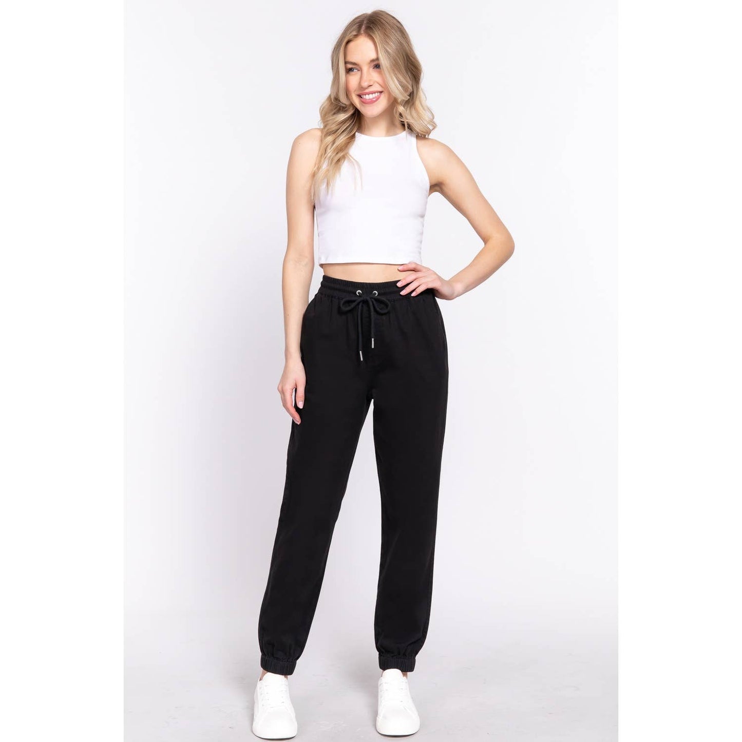STRETCH COTTON TWILL JOGGER PANTS