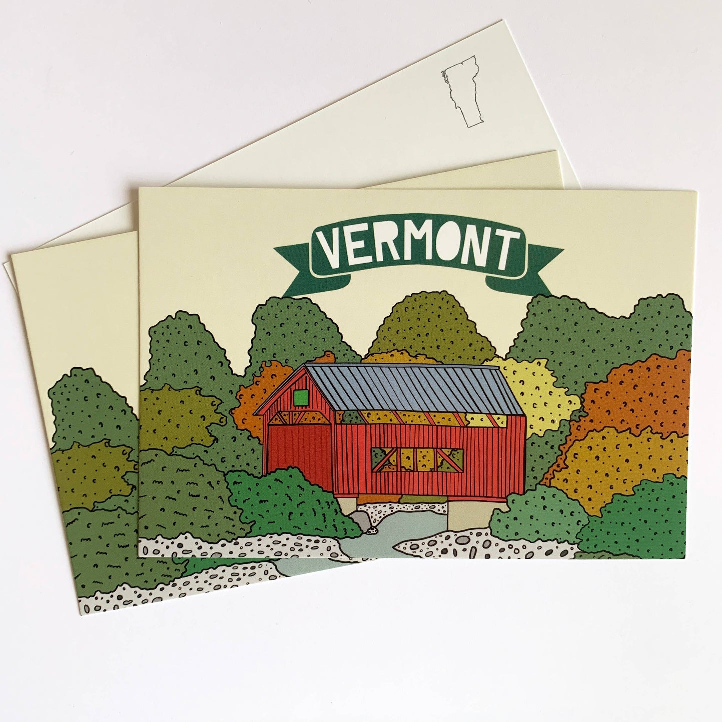 Made by Nilina - Vermont Covered Wooden Bridge Postcard New England Souvenir
