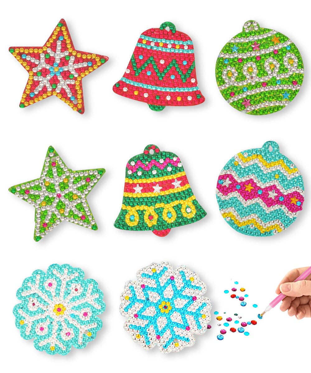 Diamond Art Christmas Ornament & Magnet Set - (8pcs)