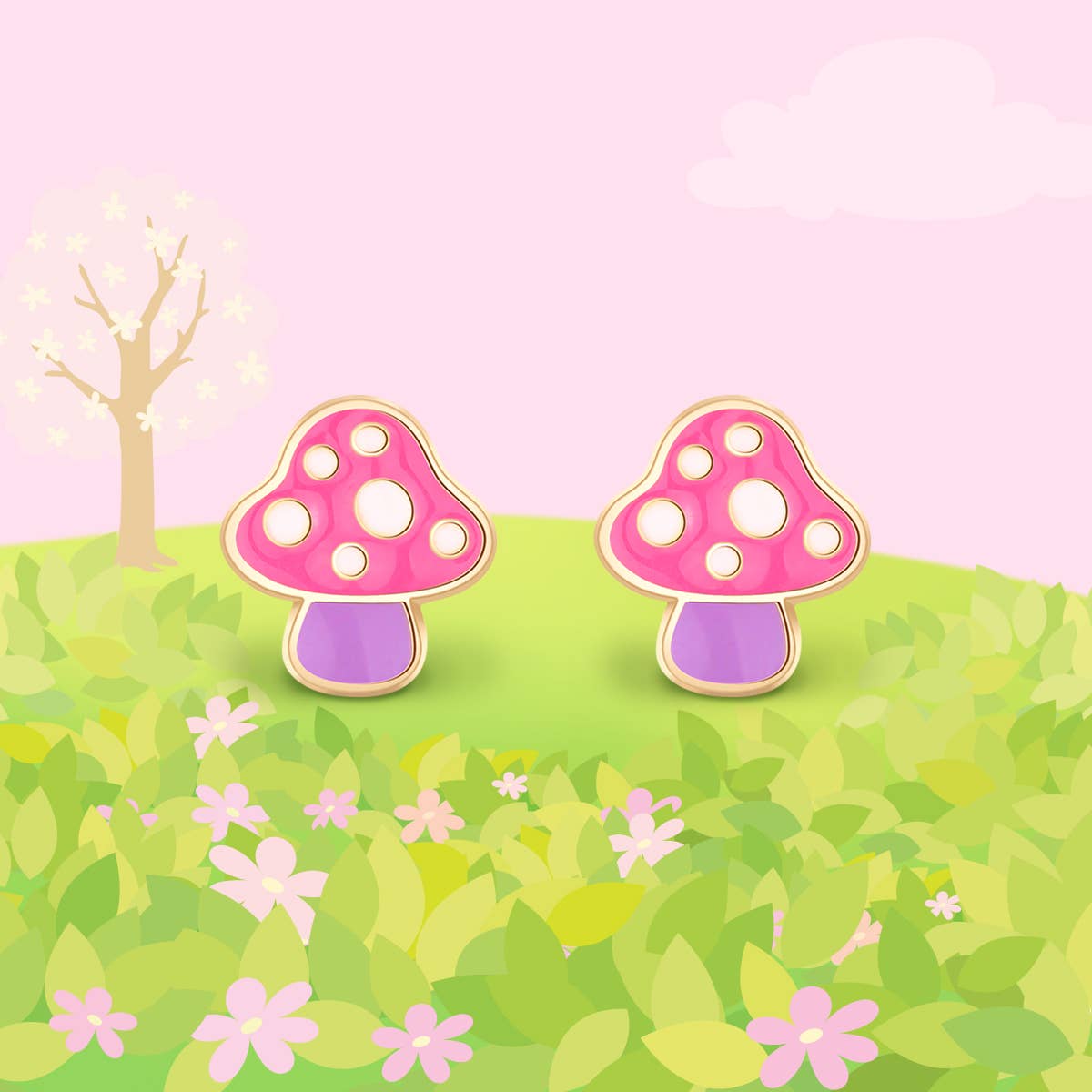 Girl Nation - Mini Mushroom Cutie Stud Earrings