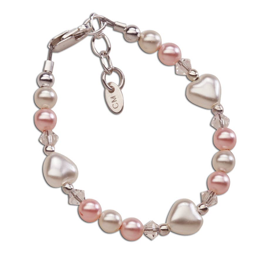 Cherished Moments - Girls Sterling Silver Heart Bracelet Valentine Gift for Kids