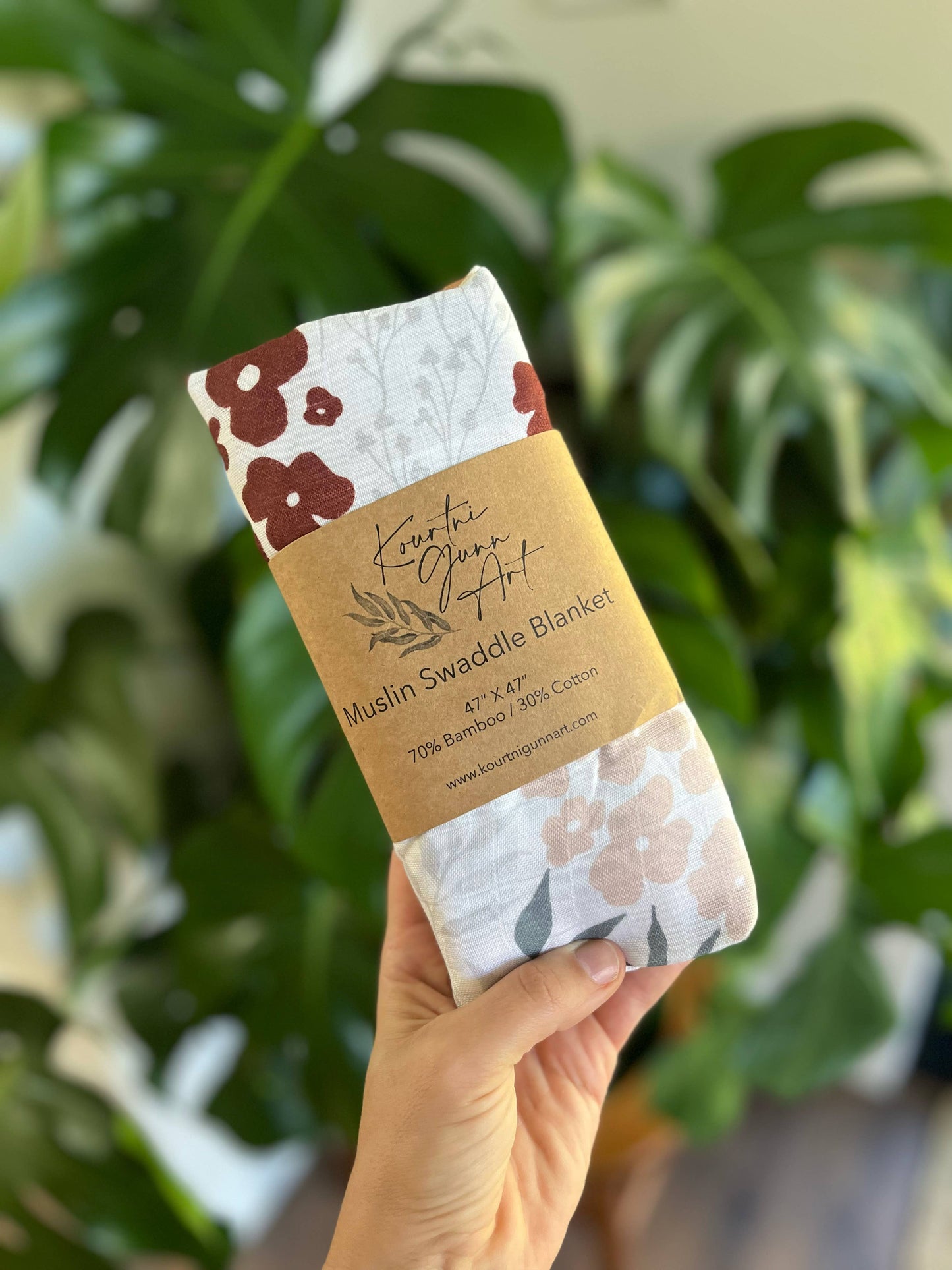 Ditsy Floral Swaddle Blanket, Floral Muslin Baby Blanket