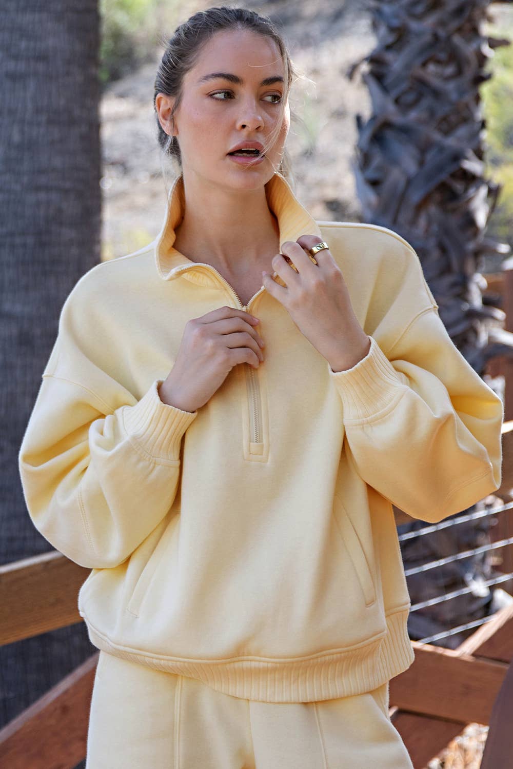 Rae Mode - FRENCH TERRY FLEECE QUARTER ZIP PULLOVER