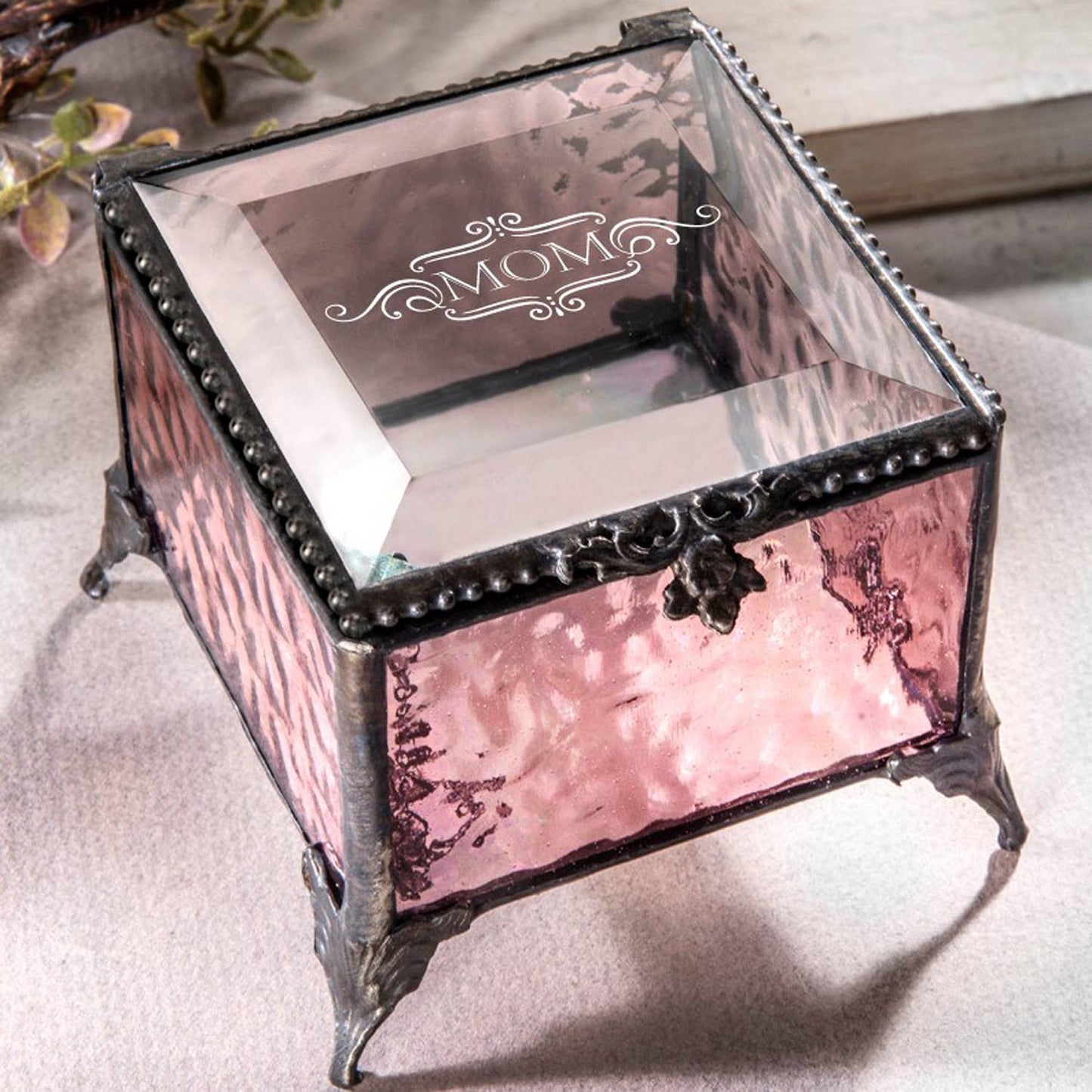 J Devlin Glass Art & Bert Anderson Collection - Mom Gift Stained Glass Jewelry Box By J Devlin Glass Art
