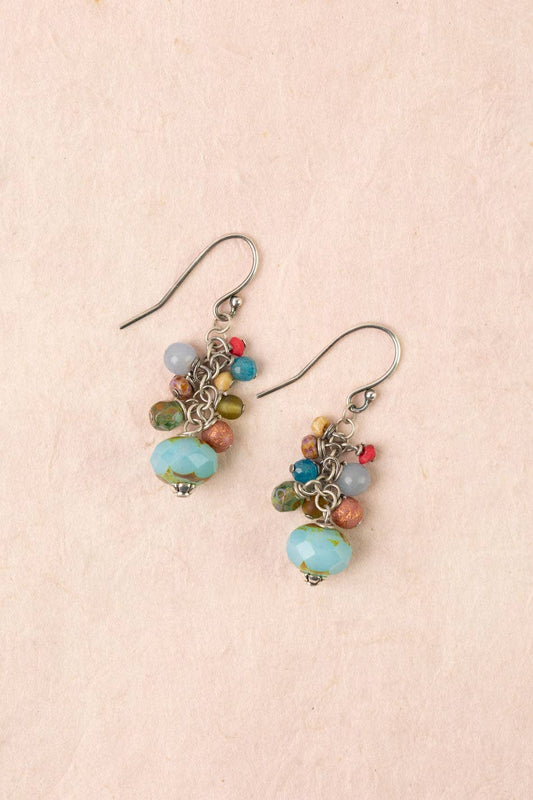 Anne Vaughan Designs Jewelry - Leilani Neon Apatite, Czech Glass Cluster Earrings