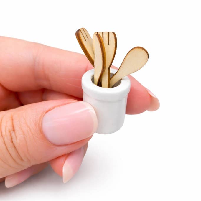 Factory Direct Craft - Miniature Wooden Kitchen Utensil Set