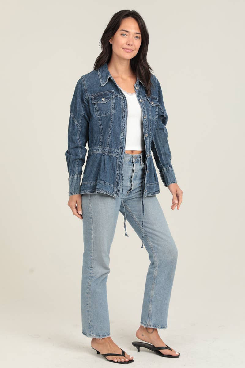 Nostalgia - E2U94-ASIS DENIM RUFFLE PEPLUM JACKET