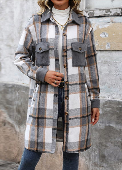 Lovesoft - Women's Polished Plaid Long Coat