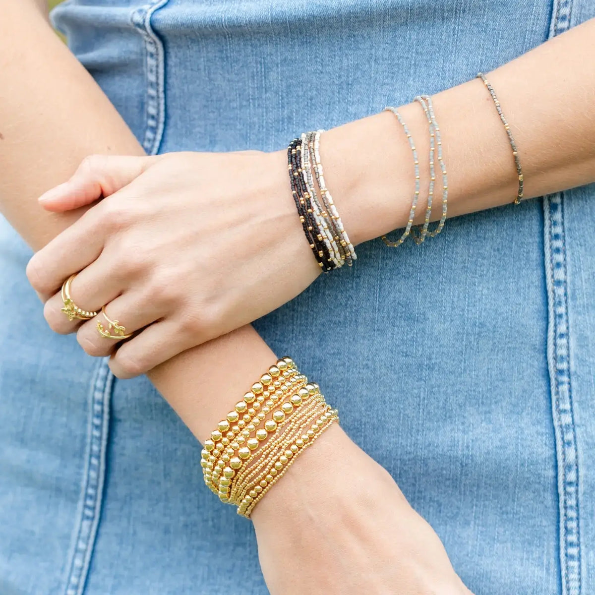 Splendid Iris - Classic Beaded Stretch Bracelets