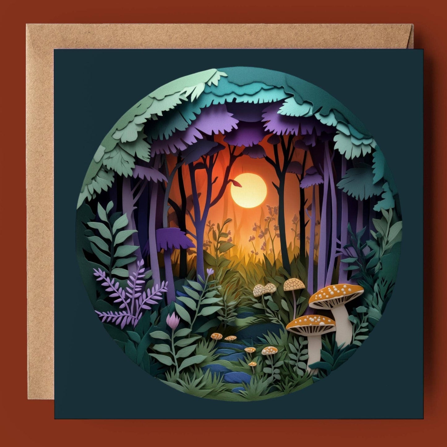 Good Post Day - Mushroom Woodland Sunset 2D Printed Card