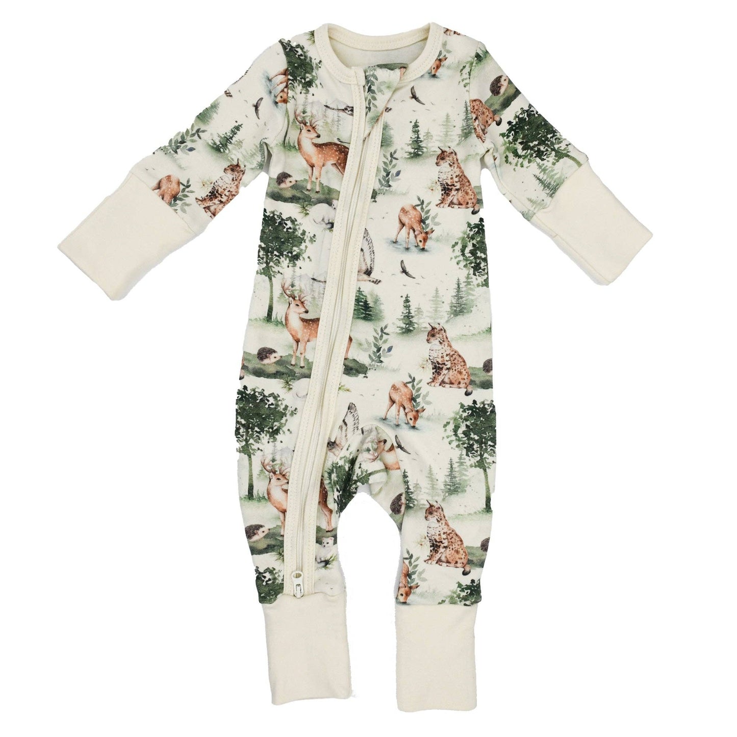 Earthy - Organic Cotton Baby Pajamas 2-Way Zip Front Zipper Sleeper, Oak