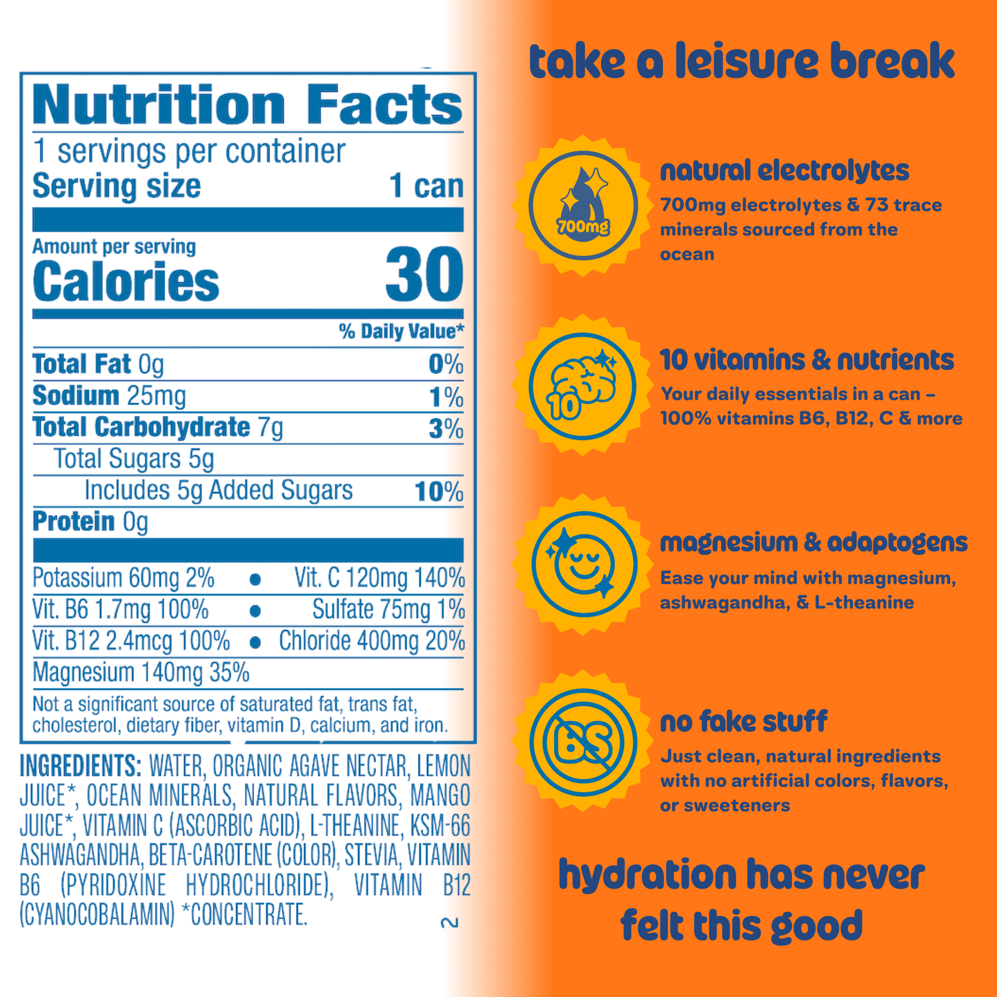 Leisure Hydration - Leisure Hydration Electrolyte Tropical Mango (16 oz x 12 pack)