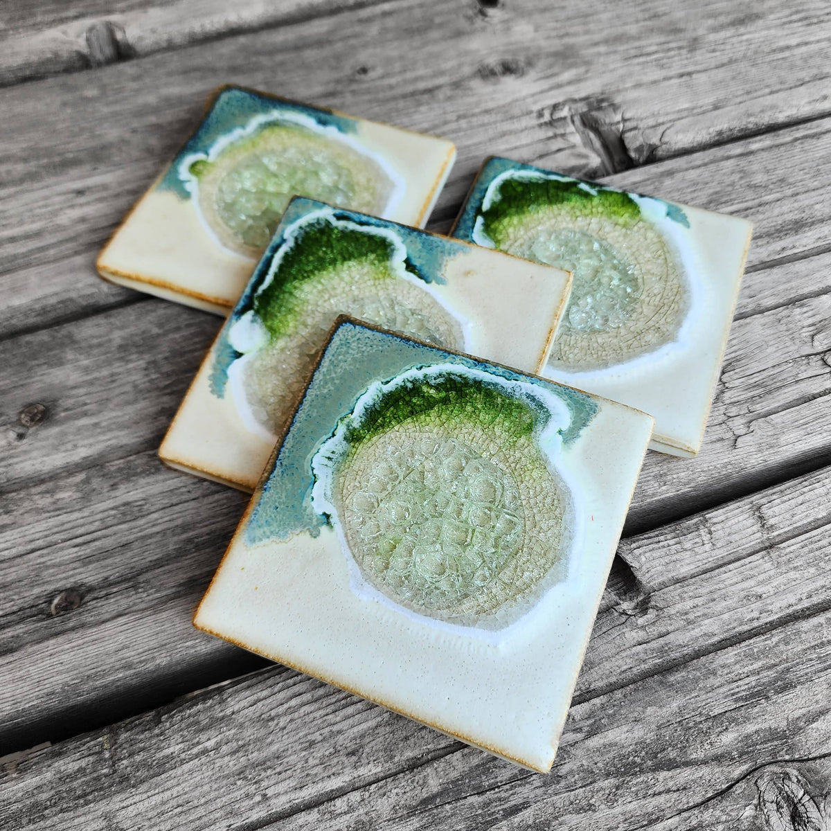 Dock 6 Pottery - Square Coaster - Fern - Individual Coaster