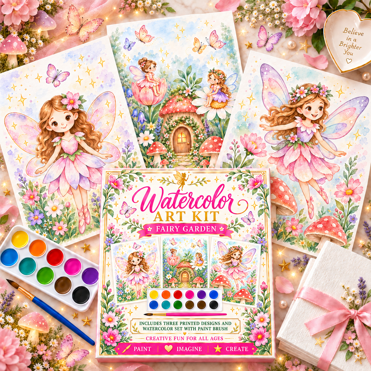 Jessie Marie Creative - Watercolor Art Kit: Fairy Garden Theme Designs