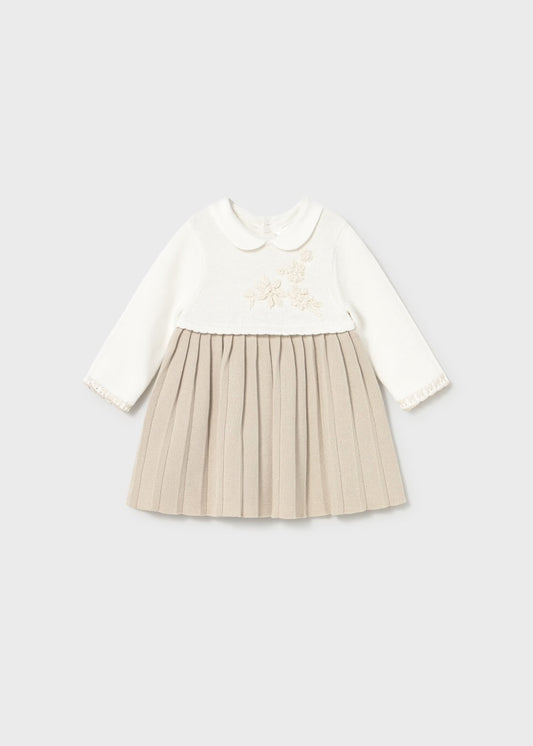 Pleated Skirt Knit Dress