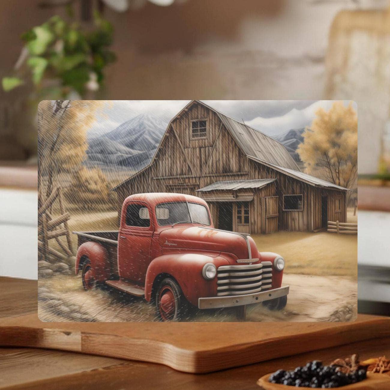 Fernville Creations - Tempered Glass Cutting Board: Farmhouse Kitchen Tray