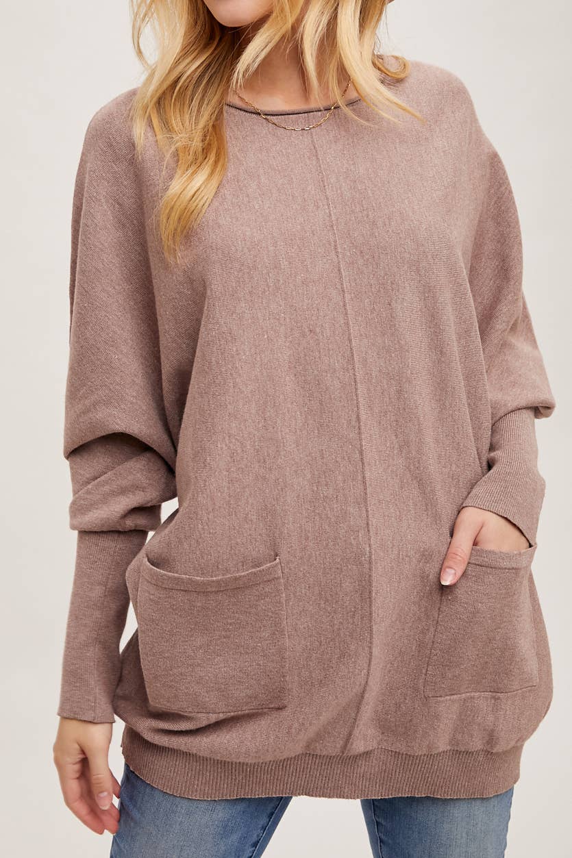 Bluivy - DOLMAN TUNIC KNIT SWEATER WITH POCKET