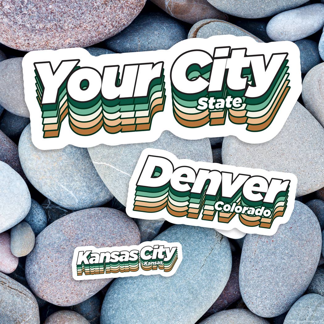 Skylark Printing - Retro Shadow Souvenir Sticker with Your City &  Text