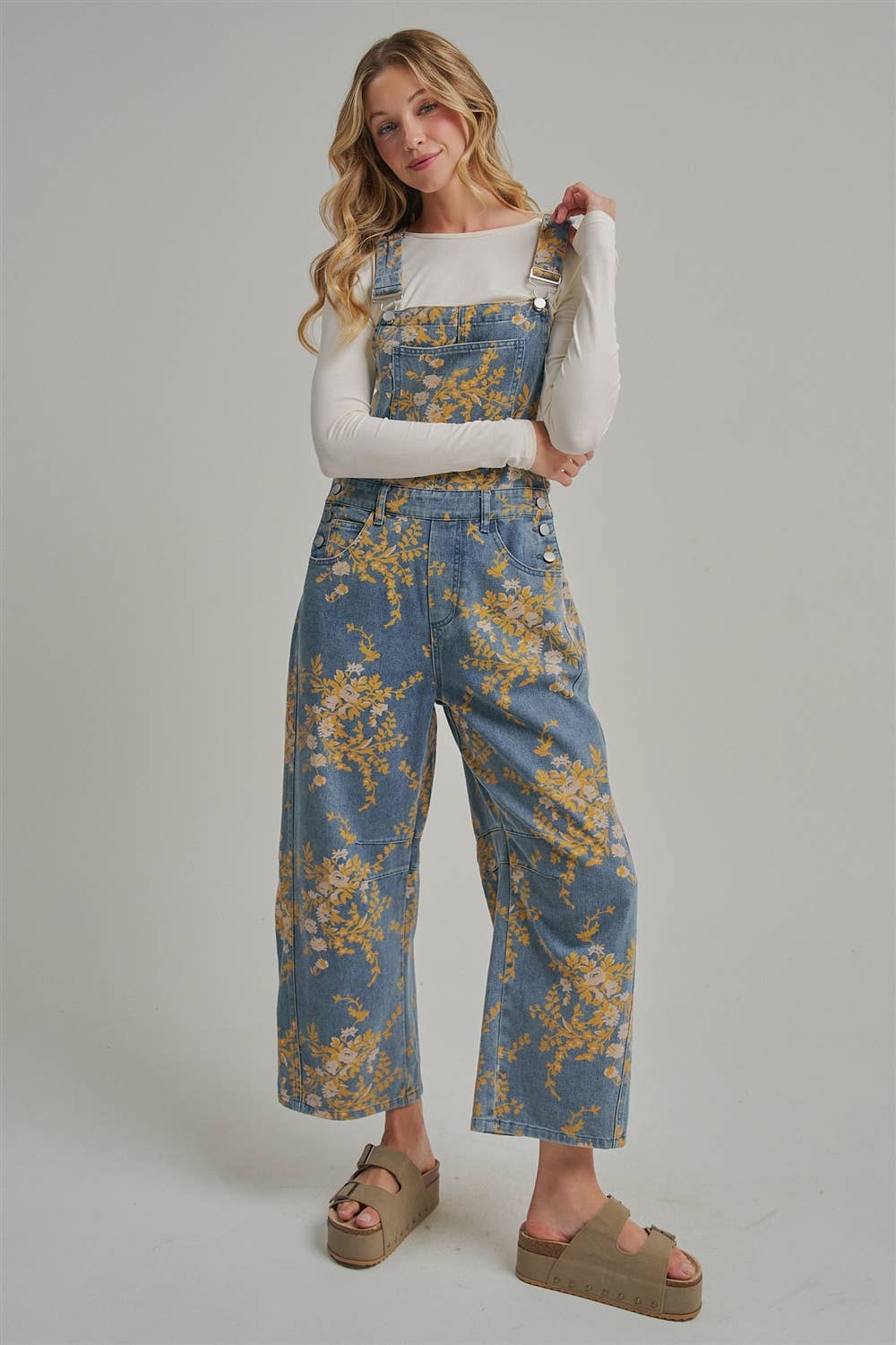 BON - FLORAL PRINT DENIM OVERALL JUMPSUIT_JLB80013-09