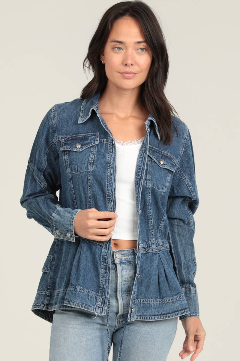 Nostalgia - E2U94-ASIS DENIM RUFFLE PEPLUM JACKET