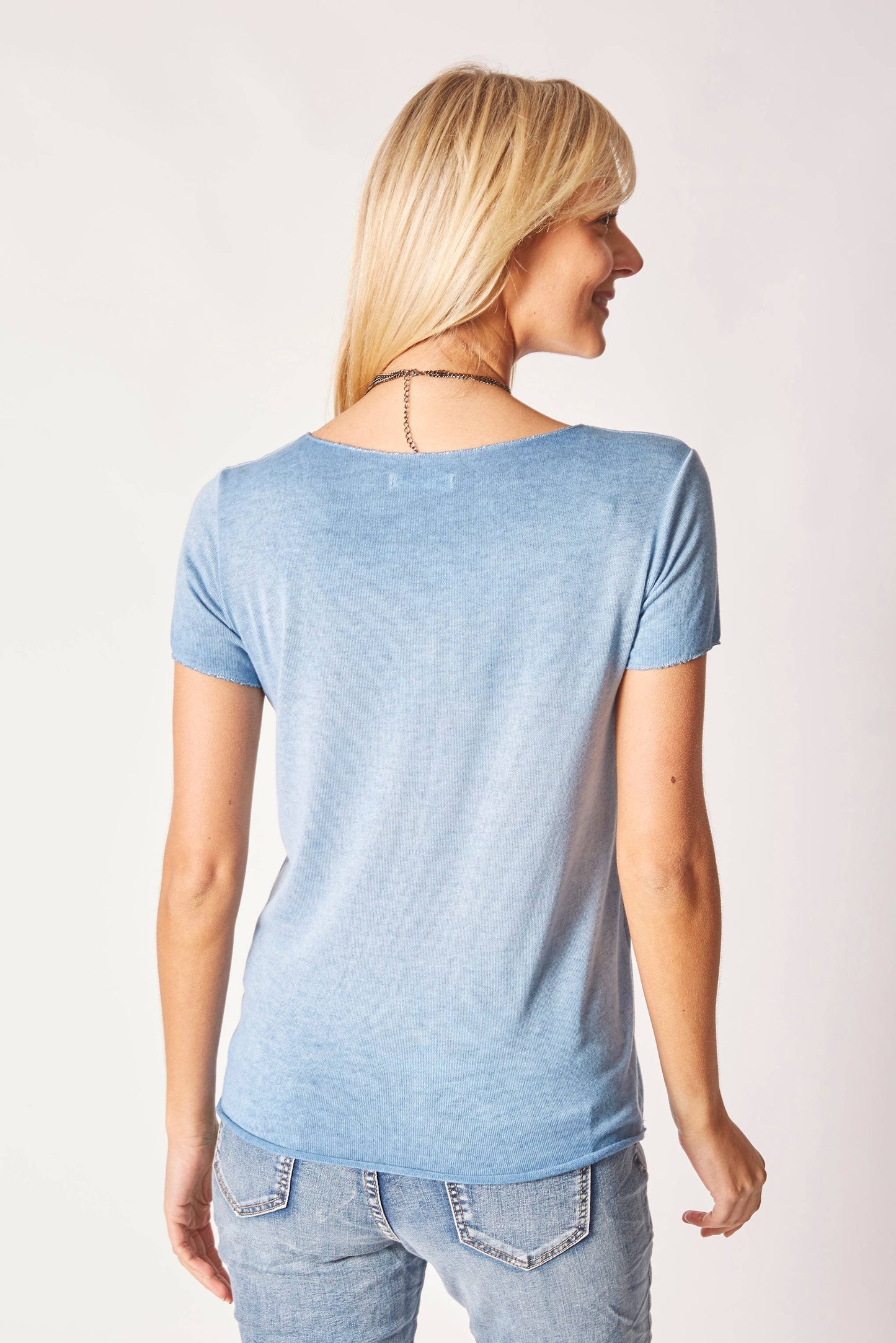 Look Mode Usa - Women’s Light Blue “Amore” Heart T-Shirt