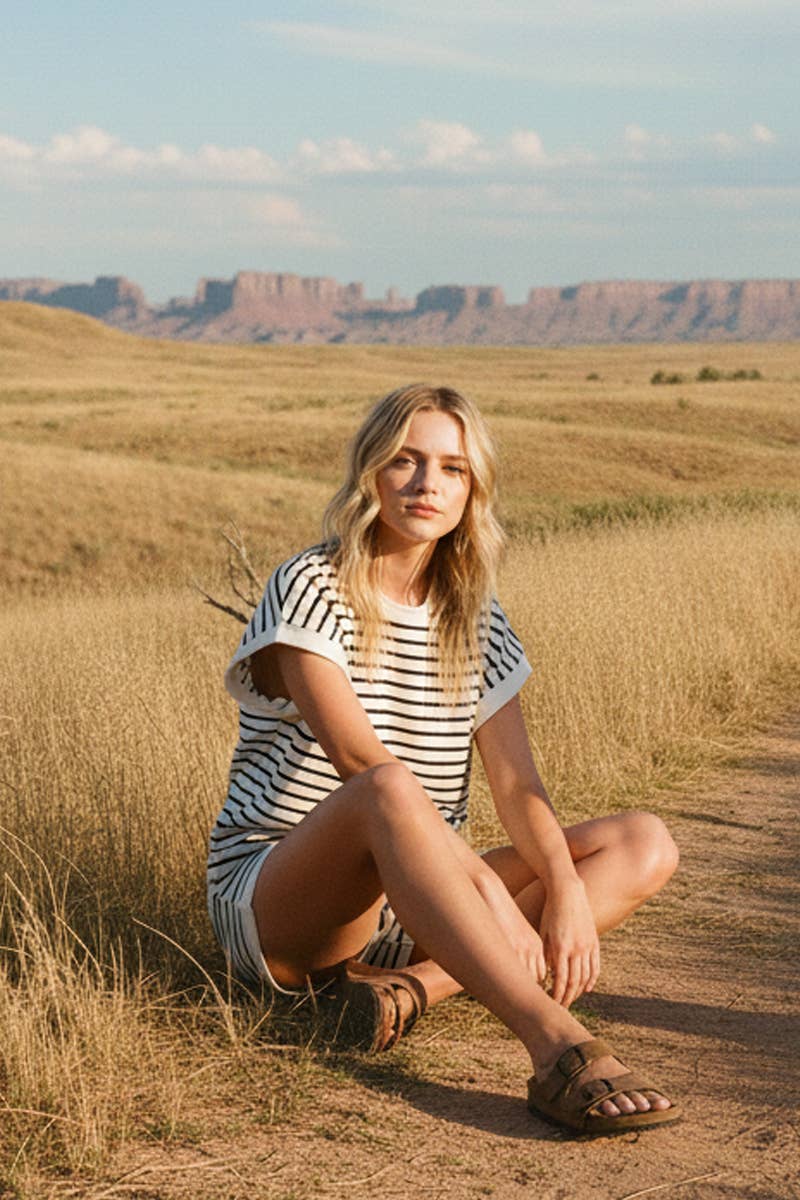 Sewn and Seen - STRIPED TERRY TOP AND SHORT SETS