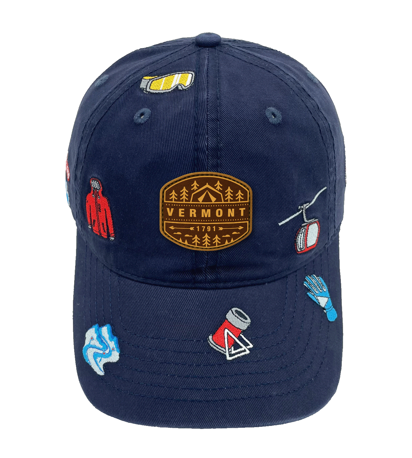 Northern Icons Creations INC - Vermont Ski Resort Embroidered Baseball Cap – Snow Mountain Winter Travel Adventure Hat