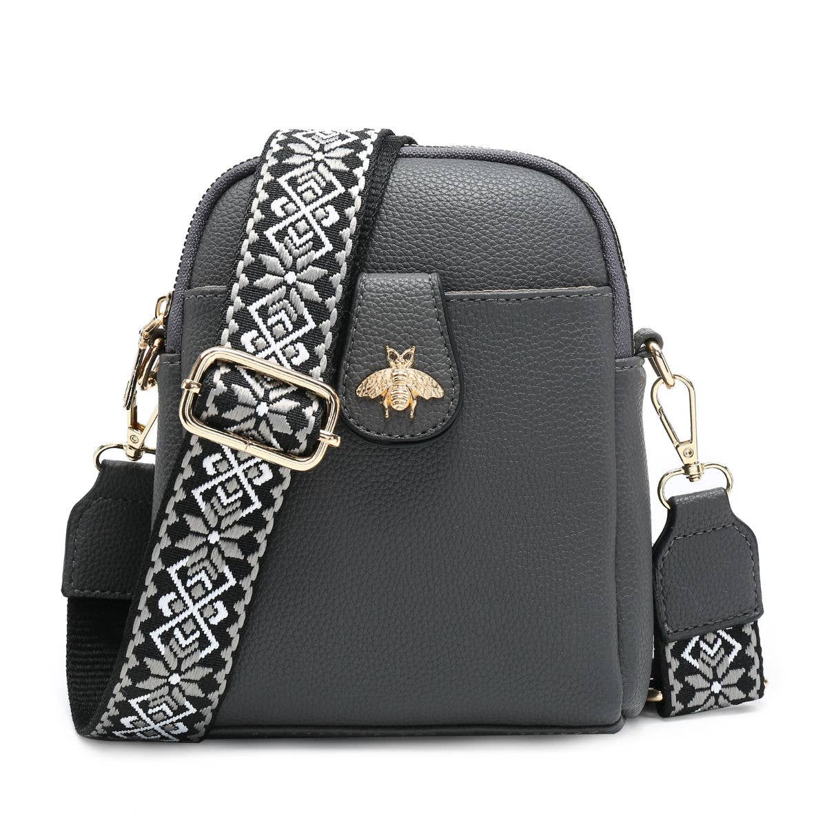 Papaya Fashion Ltd - B23001 Cross Body Handbag with double zip top sections