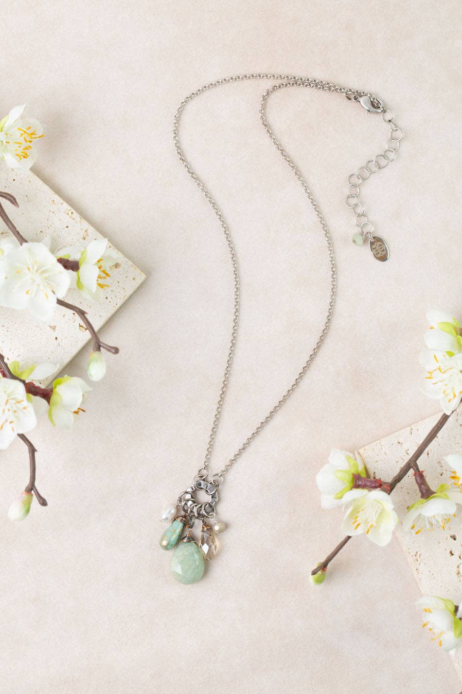 Anne Vaughan Designs Jewelry - Mint Julep 18-20" Czech Glass, Amazonite, Crystal Cluster Necklace