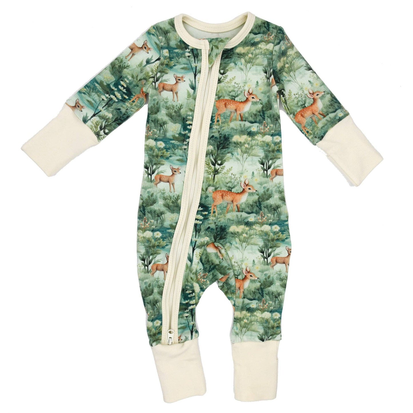 Earthy - Organic Cotton Baby Pajamas 2-Way Zip Front Zipper Sleeper, Yew