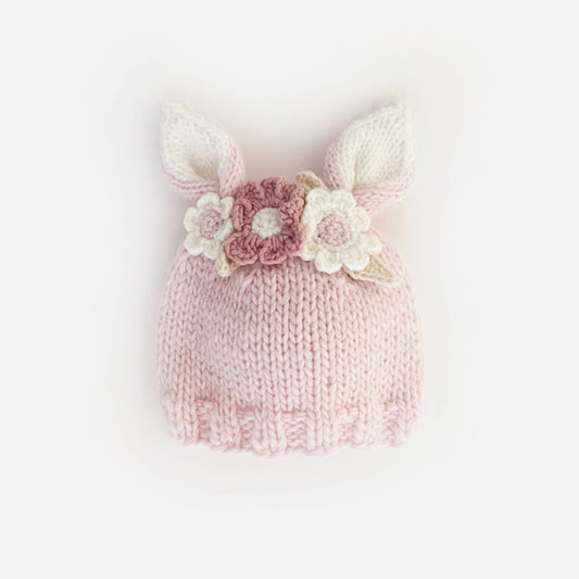 Huggalugs - Flower Bunny Beanie Blush Mono Beanie Baby & Kids