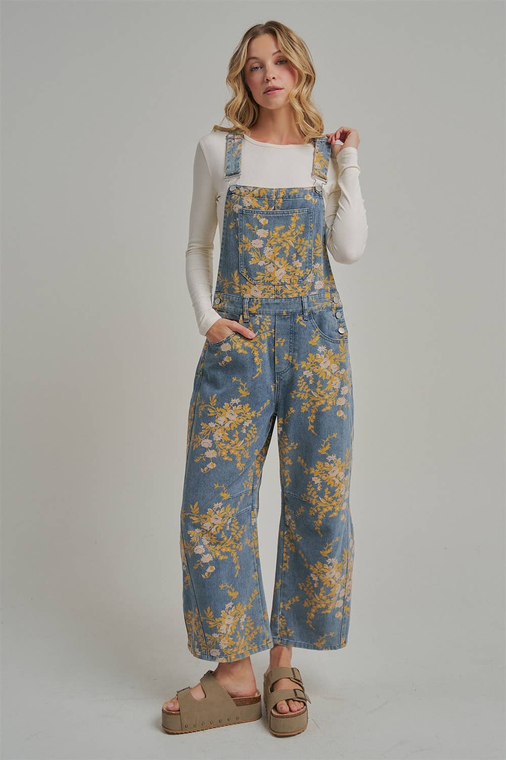 BON - FLORAL PRINT DENIM OVERALL JUMPSUIT_JLB80013-09