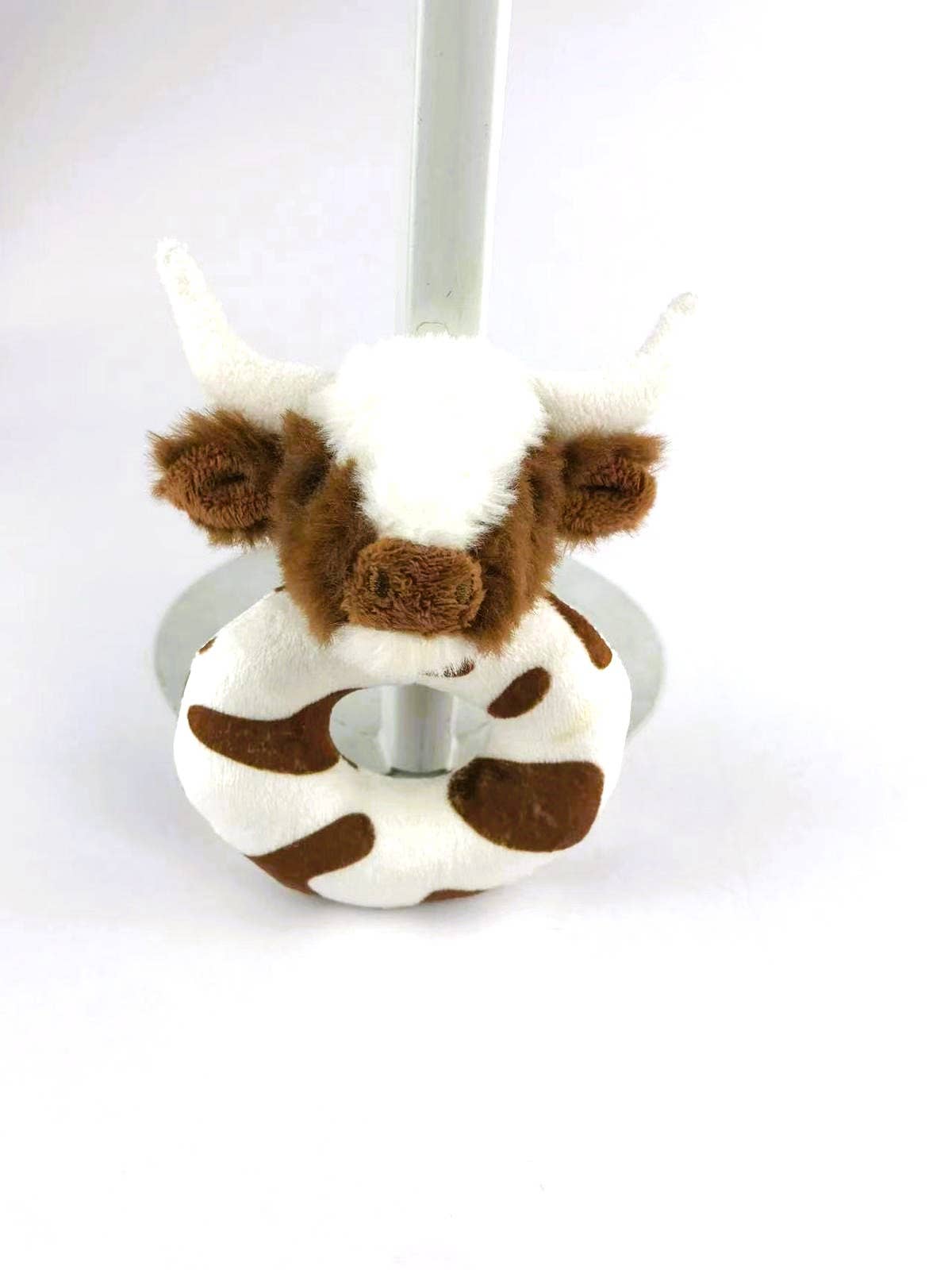 Jomanda Soft Toys & Accessories - Texas Longhorn Highland Brown Cow Baby Plush Rattle 10cm