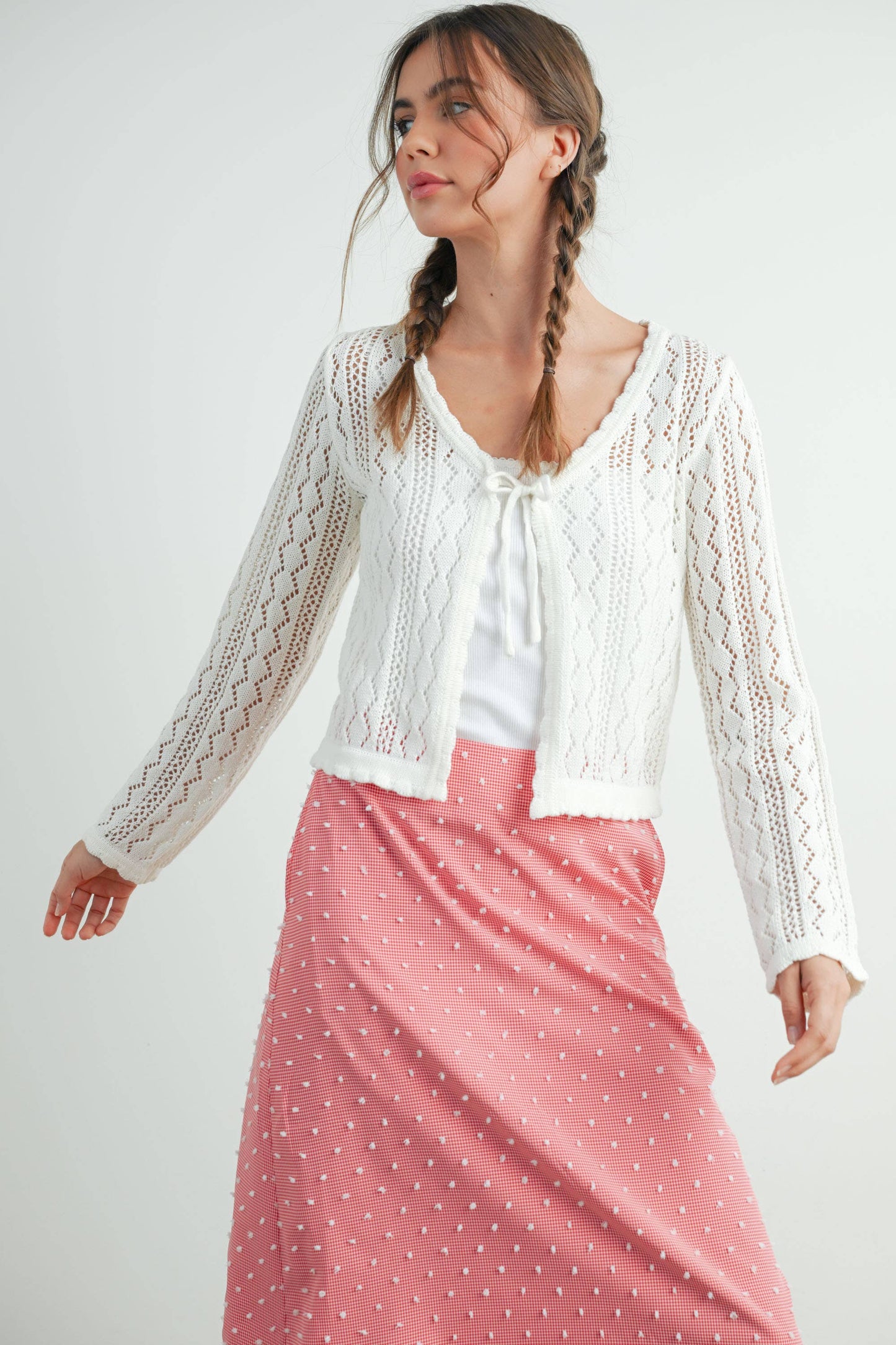 BUTTERMELON - Knitted Tie-Front Cardigan - BMC7680
