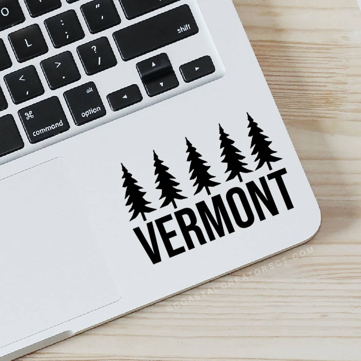 Coastal Creators of Connecticut - Vermont Trees Vinyl Laptop Sticker (Black, Packaged)