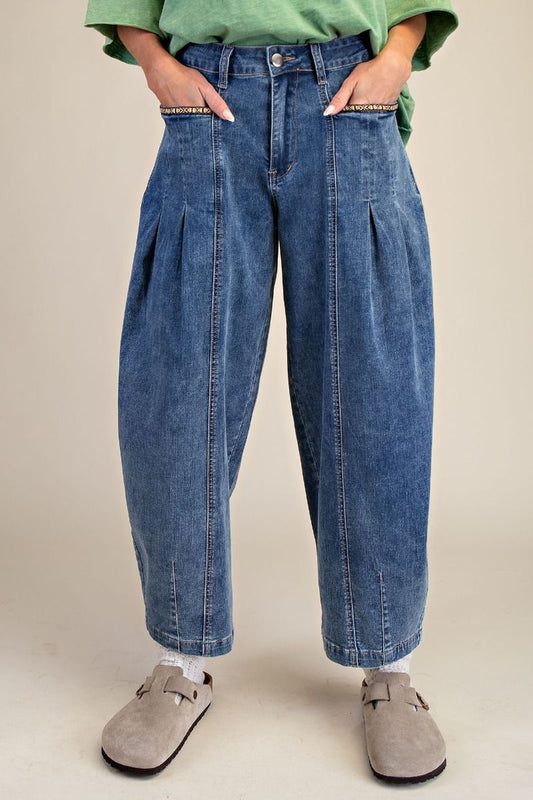 Barrel Jean With Trim