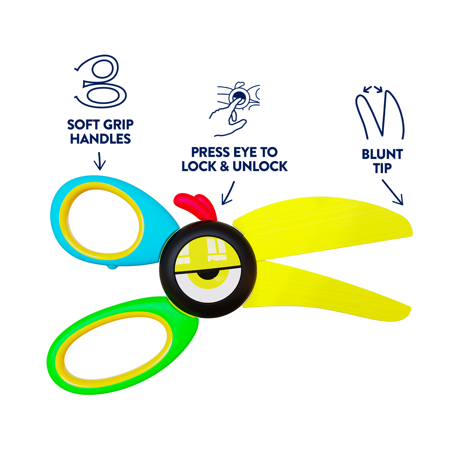 Handy Famm - Kids' Scissors w/ Safety Lock Eyelid - Toucan - "Snippy"