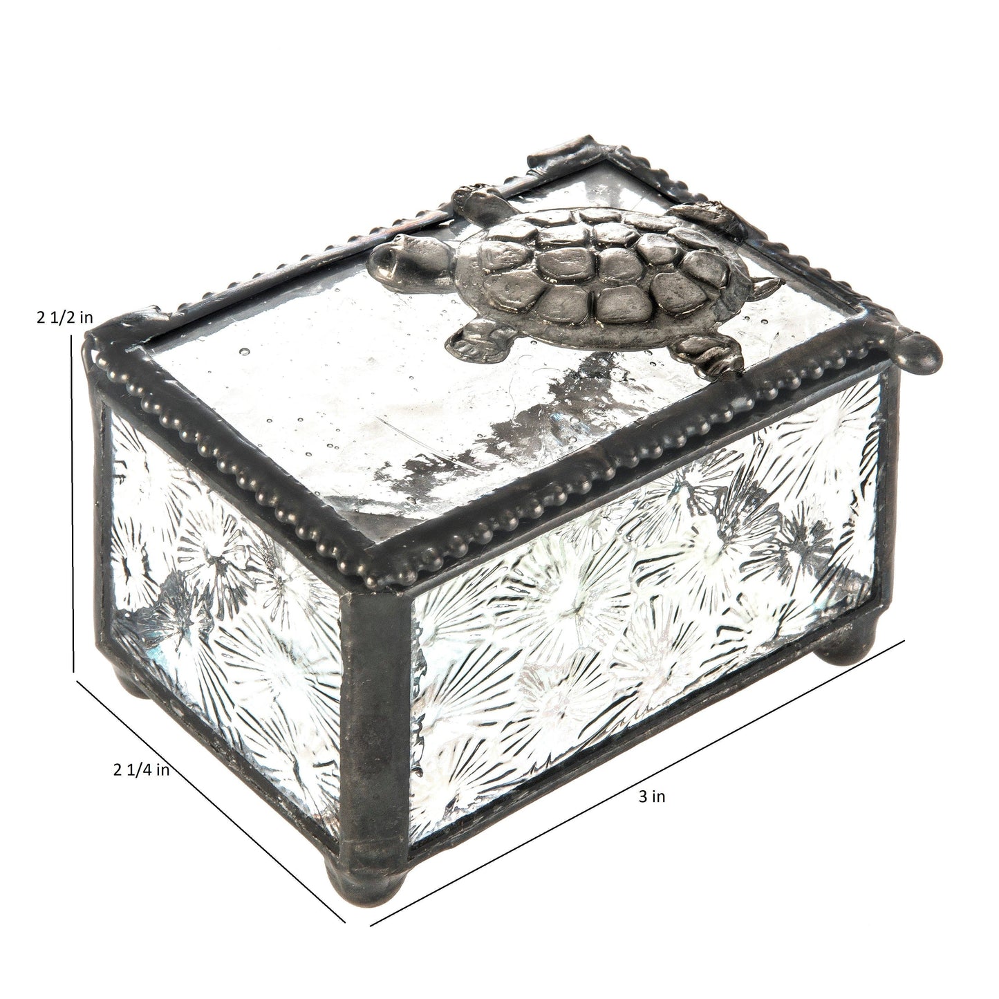 J Devlin Glass Art & Bert Anderson Collection - Glass Jewelry Box with Sea Turtle Accent Keepsake - J Devlin