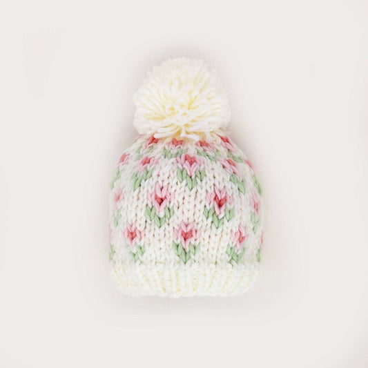 Huggalugs - Bitty Blooms White Beanie Hat Baby & Kids