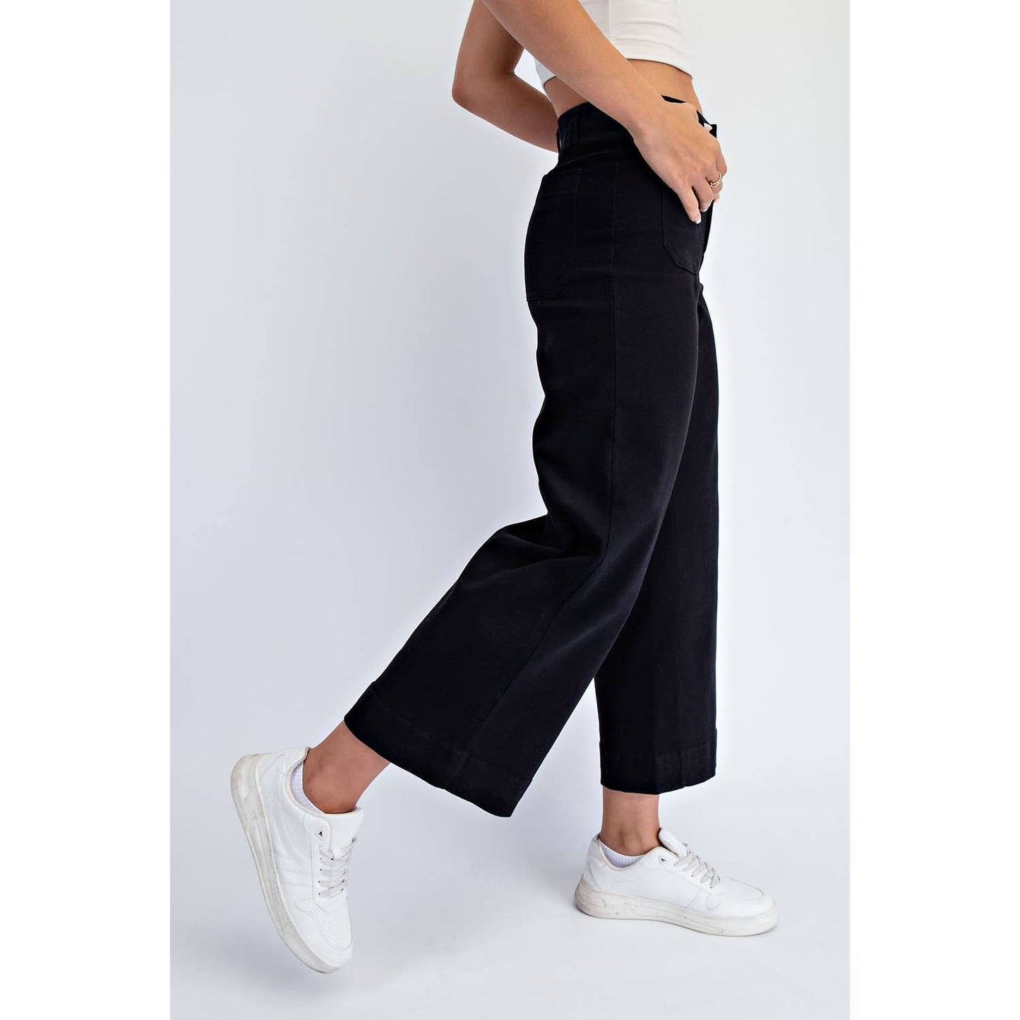 Rae Mode - HEAVY COTTON TWILL CROPPED WIDE PANTS