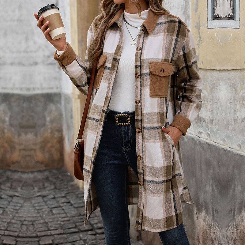 Lovesoft - Women's Polished Plaid Long Coat